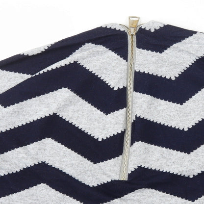 Bonmarché Womens Blue Striped Polyester Full Zip Sweatshirt Size XS  Zip