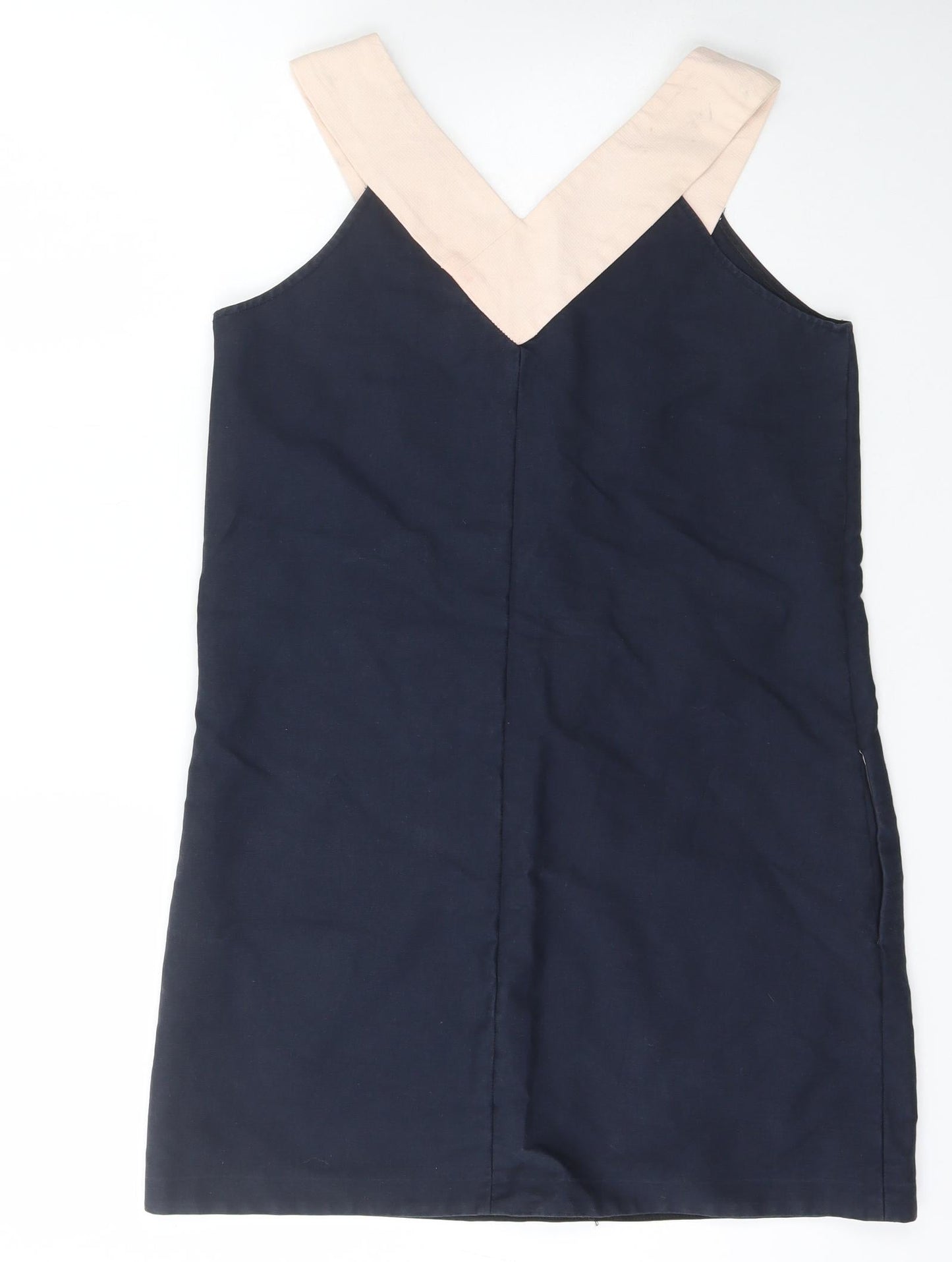 Mademoiselle Tara Womens Blue  Cotton A-Line  Size 10  V-Neck Zip - Pockets