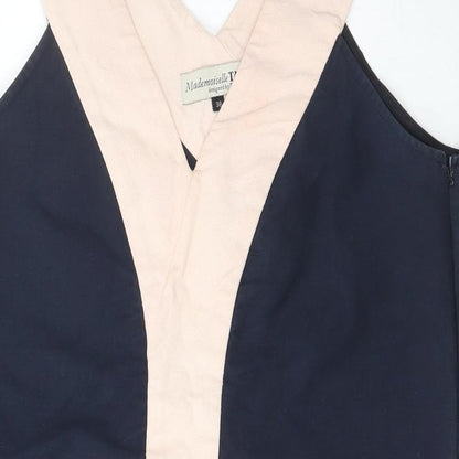 Mademoiselle Tara Womens Blue  Cotton A-Line  Size 10  V-Neck Zip - Pockets