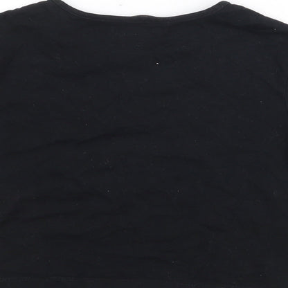 George Girls Black  Cotton Pullover T-Shirt Size 6-7 Years Crew Neck