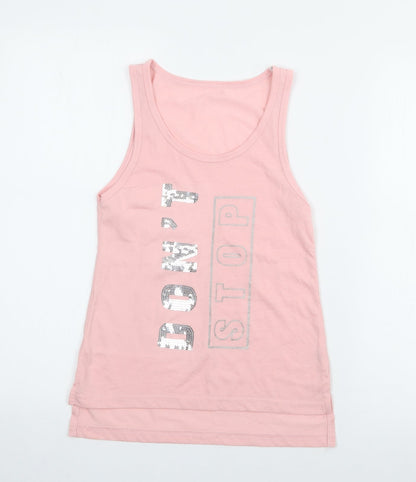 Active Girls Pink  Polyester Camisole Tank Size 9-10 Years Scoop Neck
