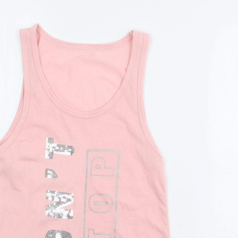 Active Girls Pink  Polyester Camisole Tank Size 9-10 Years Scoop Neck