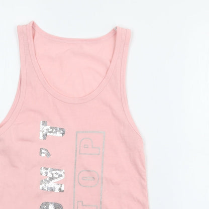 Active Girls Pink  Polyester Camisole Tank Size 9-10 Years Scoop Neck