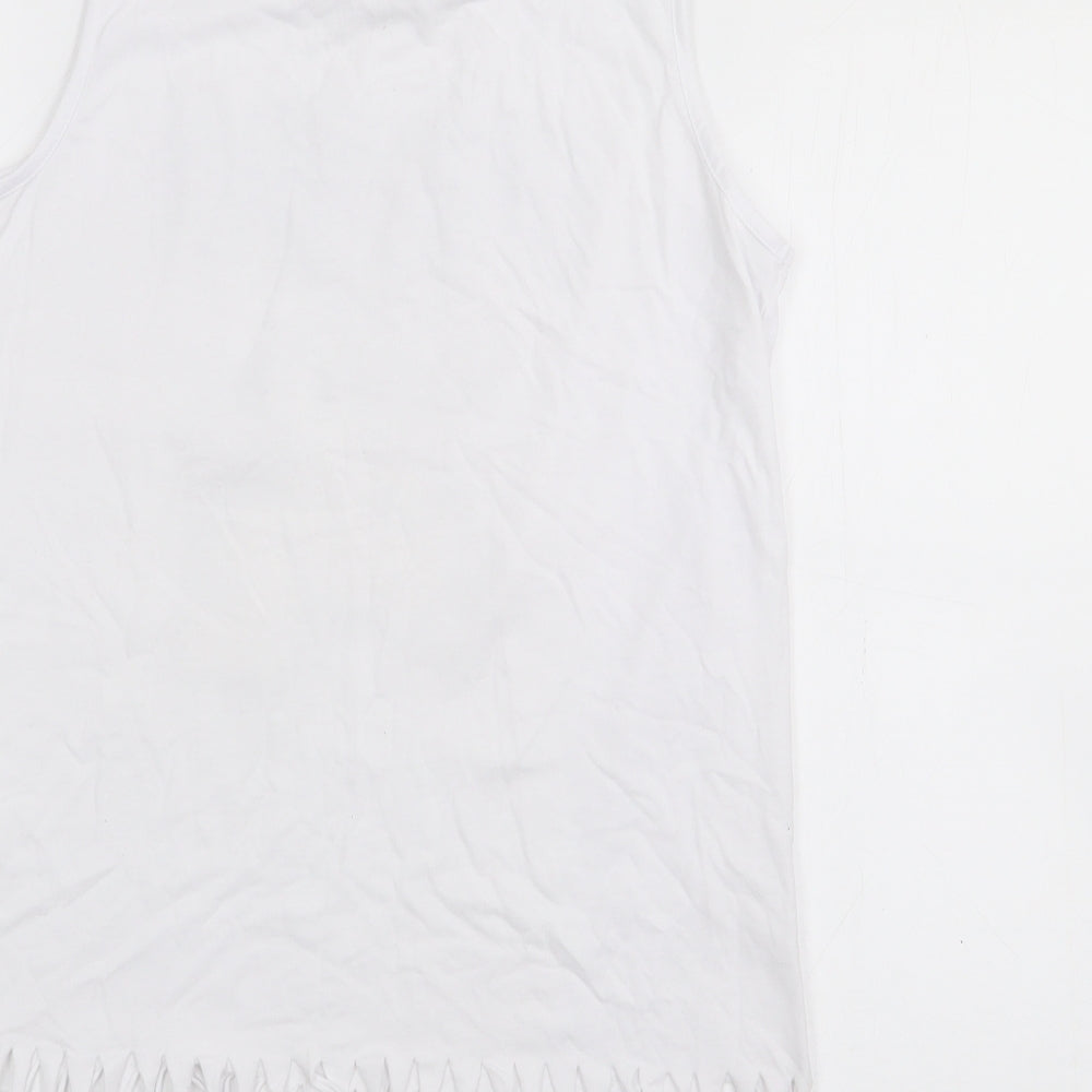 Primark Girls White  Cotton Camisole Tank Size 11-12 Years Scoop Neck  - Unicorn