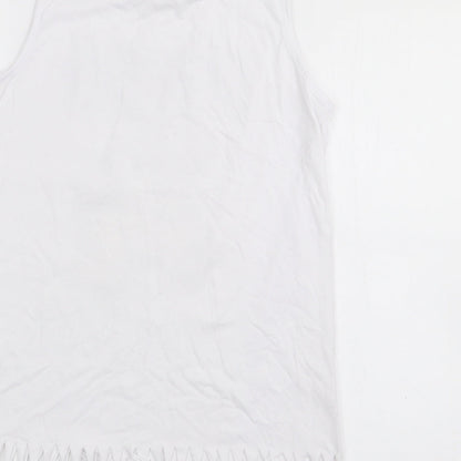 Primark Girls White  Cotton Camisole Tank Size 11-12 Years Scoop Neck  - Unicorn