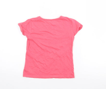 Dunnes Stores Girls Pink  Cotton Basic T-Shirt Size 7 Years Crew Neck