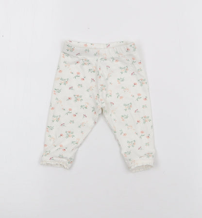 Matalan Girls White Geometric Cotton Pedal Pusher Leggings Size 3-6 Months
