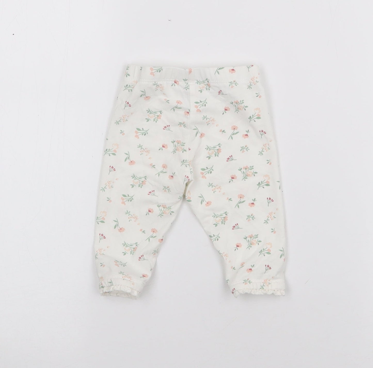 Matalan Girls White Geometric Cotton Pedal Pusher Leggings Size 3-6 Months
