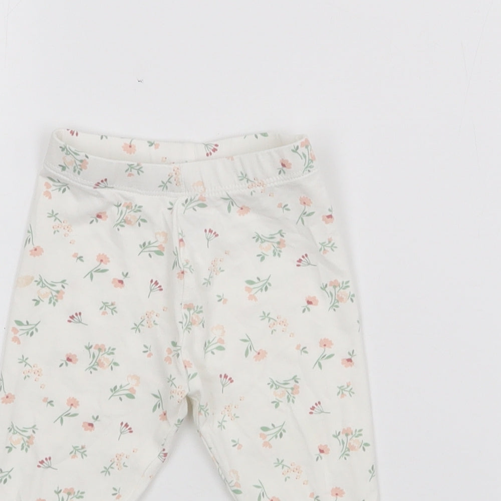 Matalan Girls White Geometric Cotton Pedal Pusher Leggings Size 3-6 Months