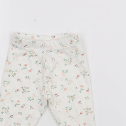 Matalan Girls White Geometric Cotton Pedal Pusher Leggings Size 3-6 Months