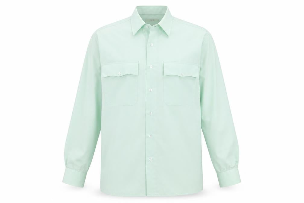 Mens UK Size 16 Preworn Green  Button-Up Long Sleeve Casual Shirt