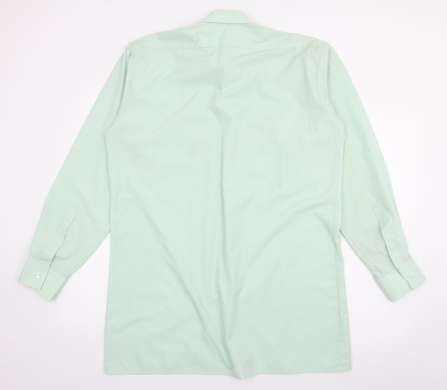 Mens UK Size 16 Preworn Green  Button-Up Long Sleeve Casual Shirt