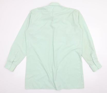 Mens UK Size 16 Preworn Green  Button-Up Long Sleeve Casual Shirt