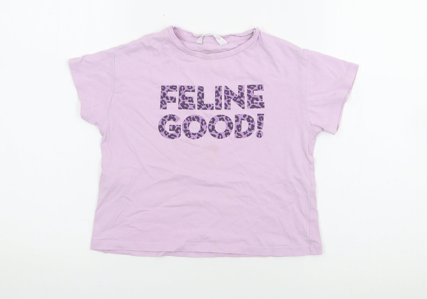 MNG Girls Purple  Cotton Basic T-Shirt Size 6 Years Crew Neck