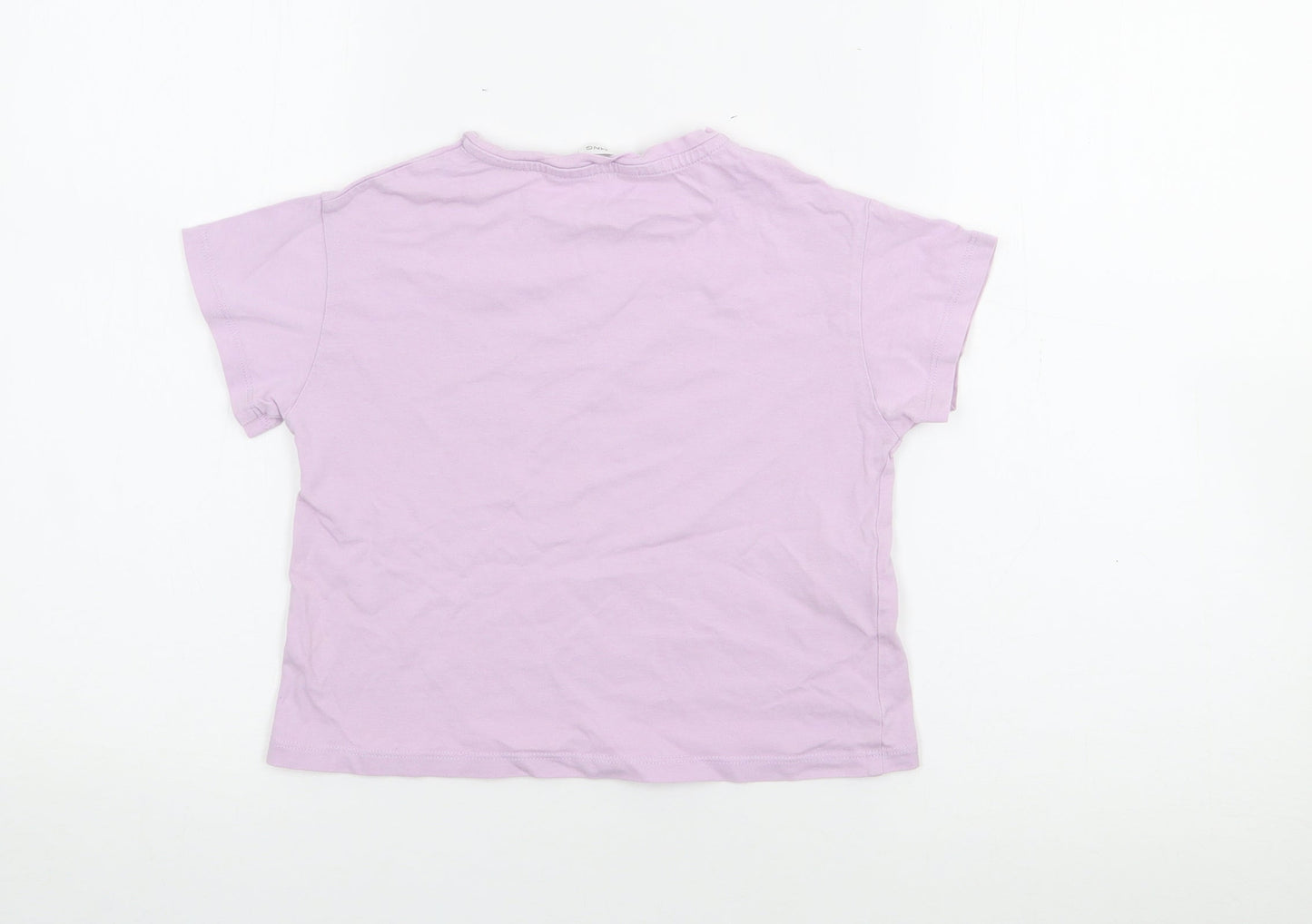 MNG Girls Purple  Cotton Basic T-Shirt Size 6 Years Crew Neck