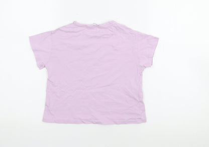 MNG Girls Purple  Cotton Basic T-Shirt Size 6 Years Crew Neck