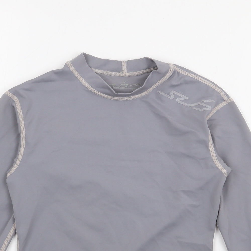 SUD Sports Boys Grey  Nylon Basic T-Shirt Size M High Neck