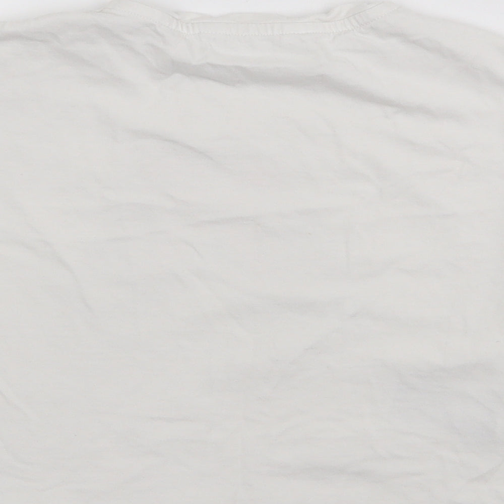 MNG Girls White  Cotton Basic T-Shirt Size 6 Years Crew Neck