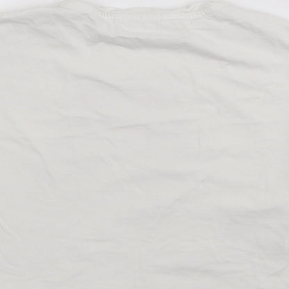 MNG Girls White  Cotton Basic T-Shirt Size 6 Years Crew Neck