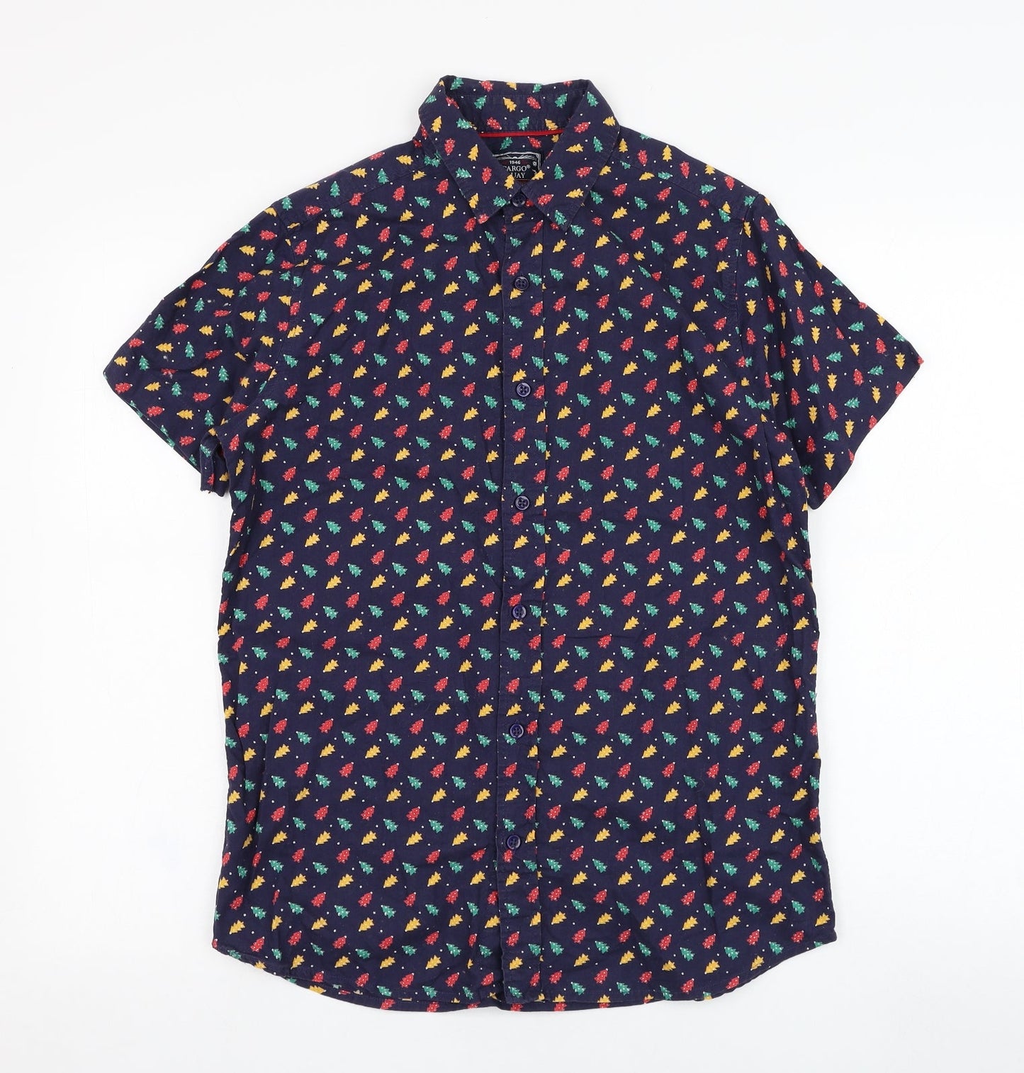 Mens UK Size S Cargo Quay Blue  Button-Up Short Sleeve Casual Shirt