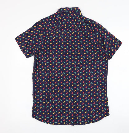 Mens UK Size S Cargo Quay Blue  Button-Up Short Sleeve Casual Shirt
