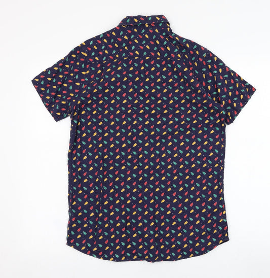 Mens UK Size S Cargo Quay Blue  Button-Up Short Sleeve Casual Shirt