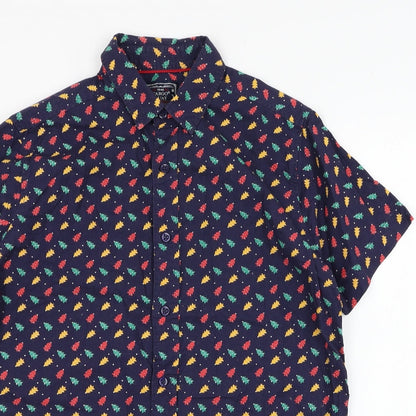 Mens UK Size S Cargo Quay Blue  Button-Up Short Sleeve Casual Shirt
