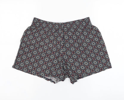 Papaya Womens Blue Geometric Viscose Culotte Shorts Size 8 L4 in Regular