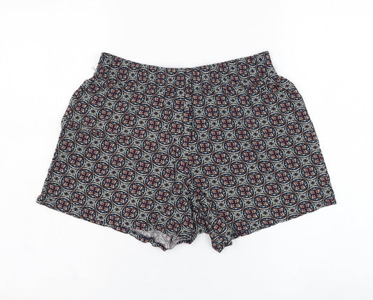 Papaya Womens Blue Geometric Viscose Culotte Shorts Size 8 L4 in Regular