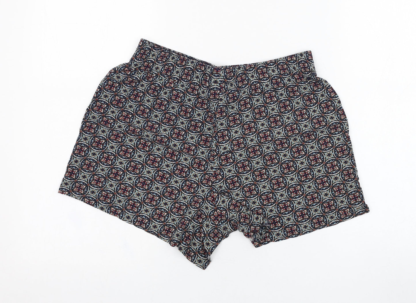 Papaya Womens Blue Geometric Viscose Culotte Shorts Size 8 L4 in Regular