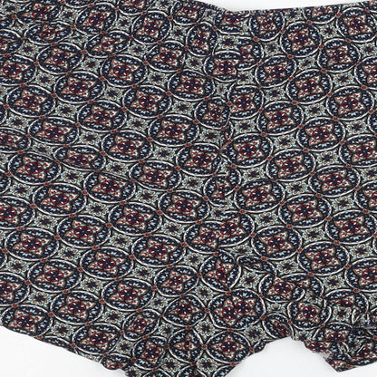 Papaya Womens Blue Geometric Viscose Culotte Shorts Size 8 L4 in Regular
