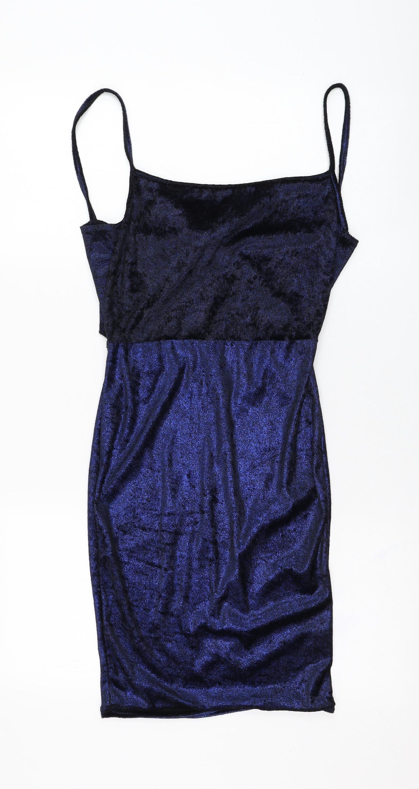 PRETTYLITTLETHING Womens Blue  Polyester Pencil Dress  Size 6  Square Neck Tie