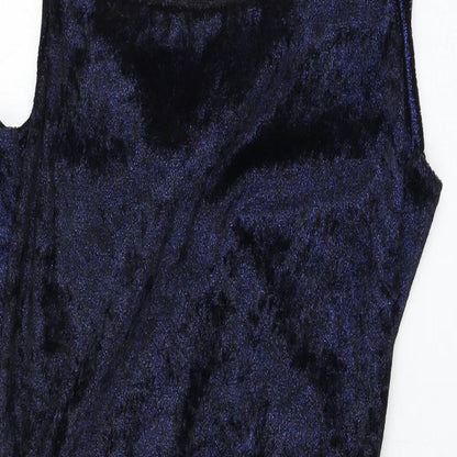 PRETTYLITTLETHING Womens Blue  Polyester Pencil Dress  Size 6  Square Neck Tie