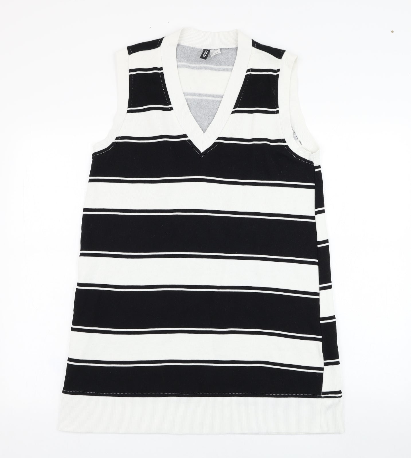 H&M Womens White Striped Cotton Vest Sweatshirt Size M  Pullover