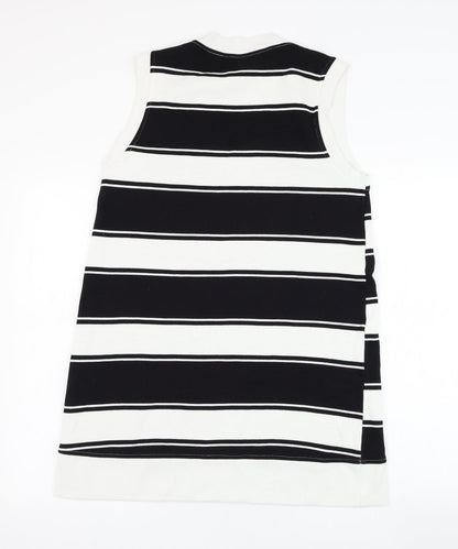 H&M Womens White Striped Cotton Vest Sweatshirt Size M  Pullover