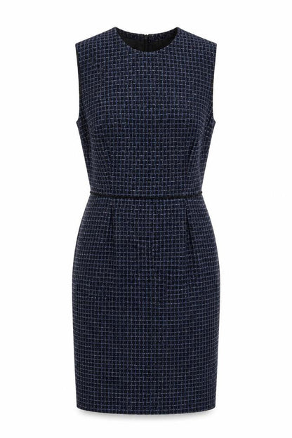 Warehouse Womens Blue  Polyester Pencil Dress  Size 12  Round Neck Zip