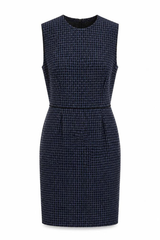 Warehouse Womens Blue  Polyester Pencil Dress  Size 12  Round Neck Zip