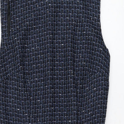 Warehouse Womens Blue  Polyester Pencil Dress  Size 12  Round Neck Zip