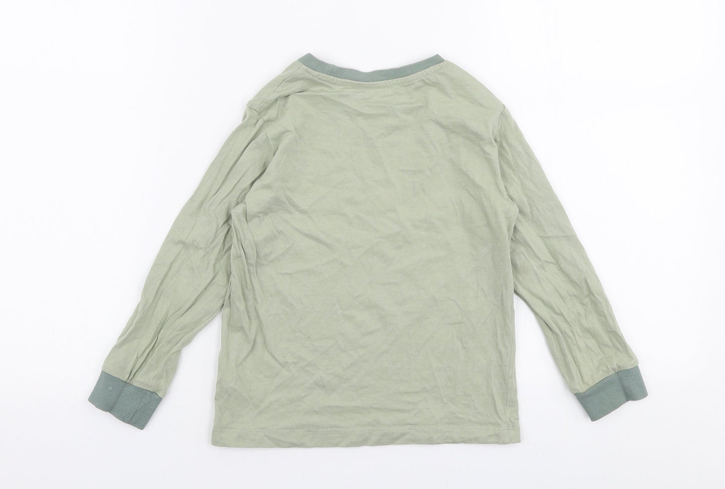 F&F Boys Green  Cotton Jersey T-Shirt Size 5-6 Years Round Neck Pullover - Car