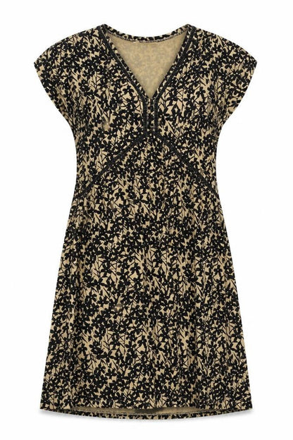 NEXT Womens Gold Floral Viscose A-Line  Size 8  V-Neck Pullover