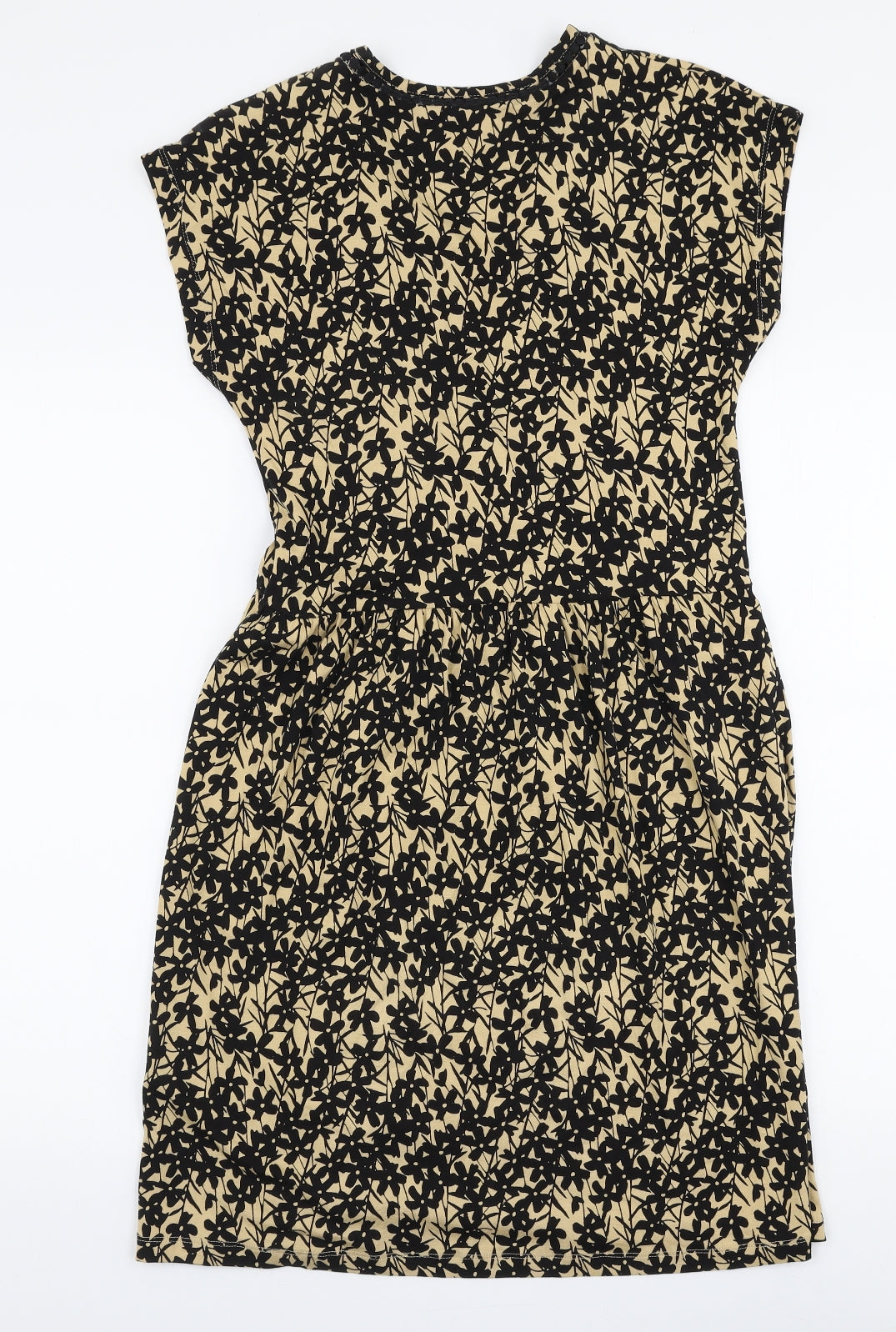 NEXT Womens Gold Floral Viscose A-Line  Size 8  V-Neck Pullover