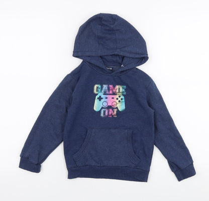 Jeff & Co Girls Blue  Cotton Pullover Hoodie Size 5-6 Years  Pullover - Game on