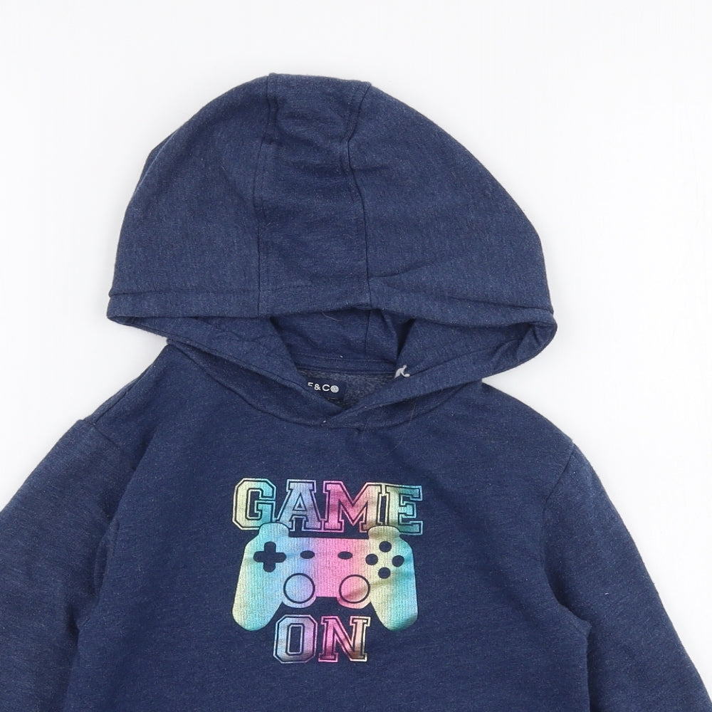 Jeff & Co Girls Blue  Cotton Pullover Hoodie Size 5-6 Years  Pullover - Game on