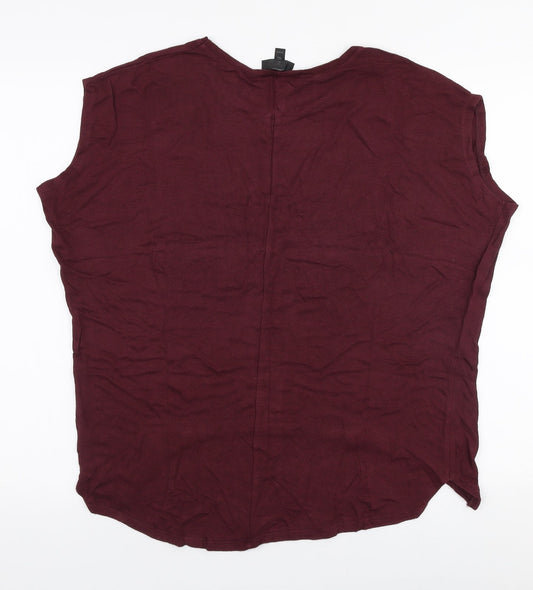 Womens UK Size 8 Topshop Purple Jersey T-Shirt
