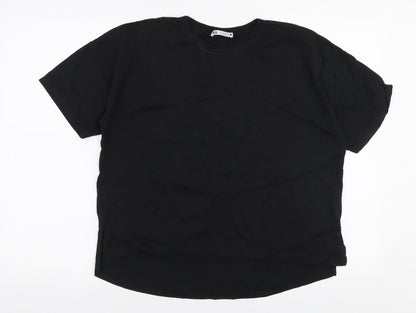 Zara Womens Black  Polyester Jersey T-Shirt Size S Round Neck