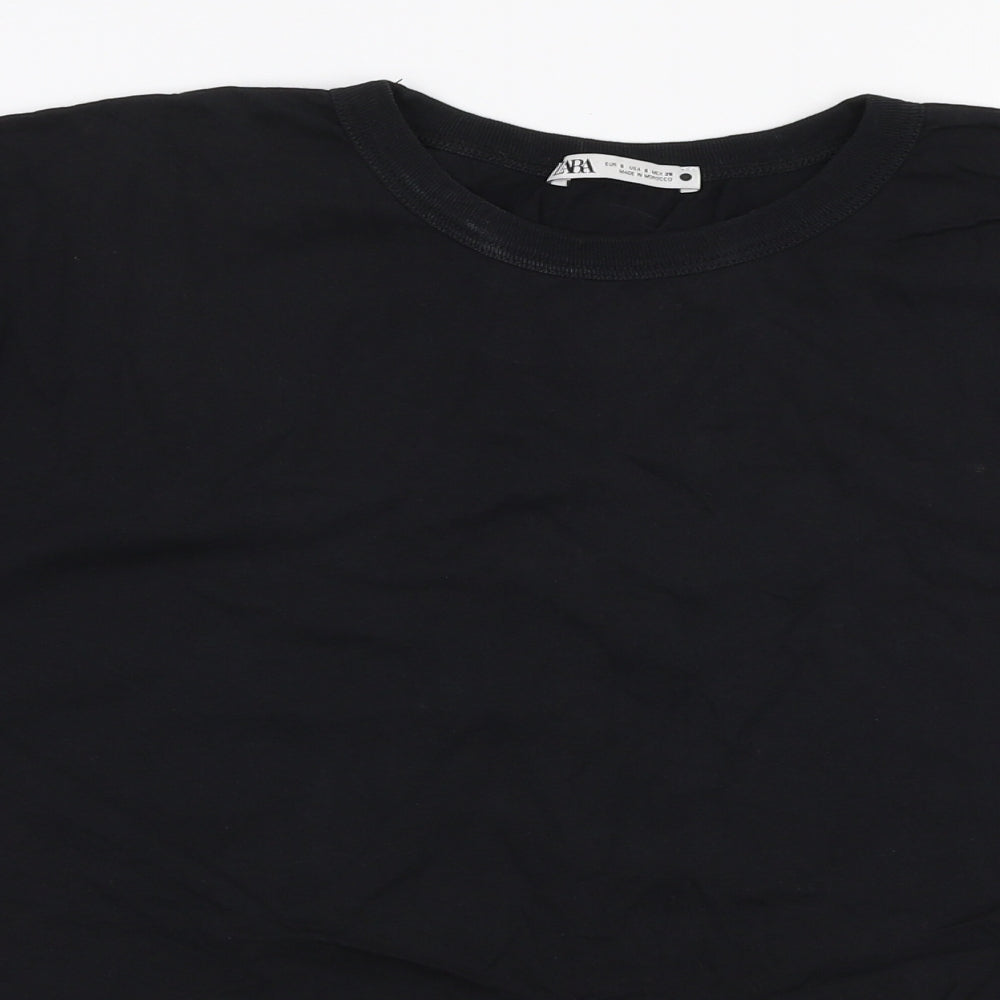 Zara Womens Black  Polyester Jersey T-Shirt Size S Round Neck