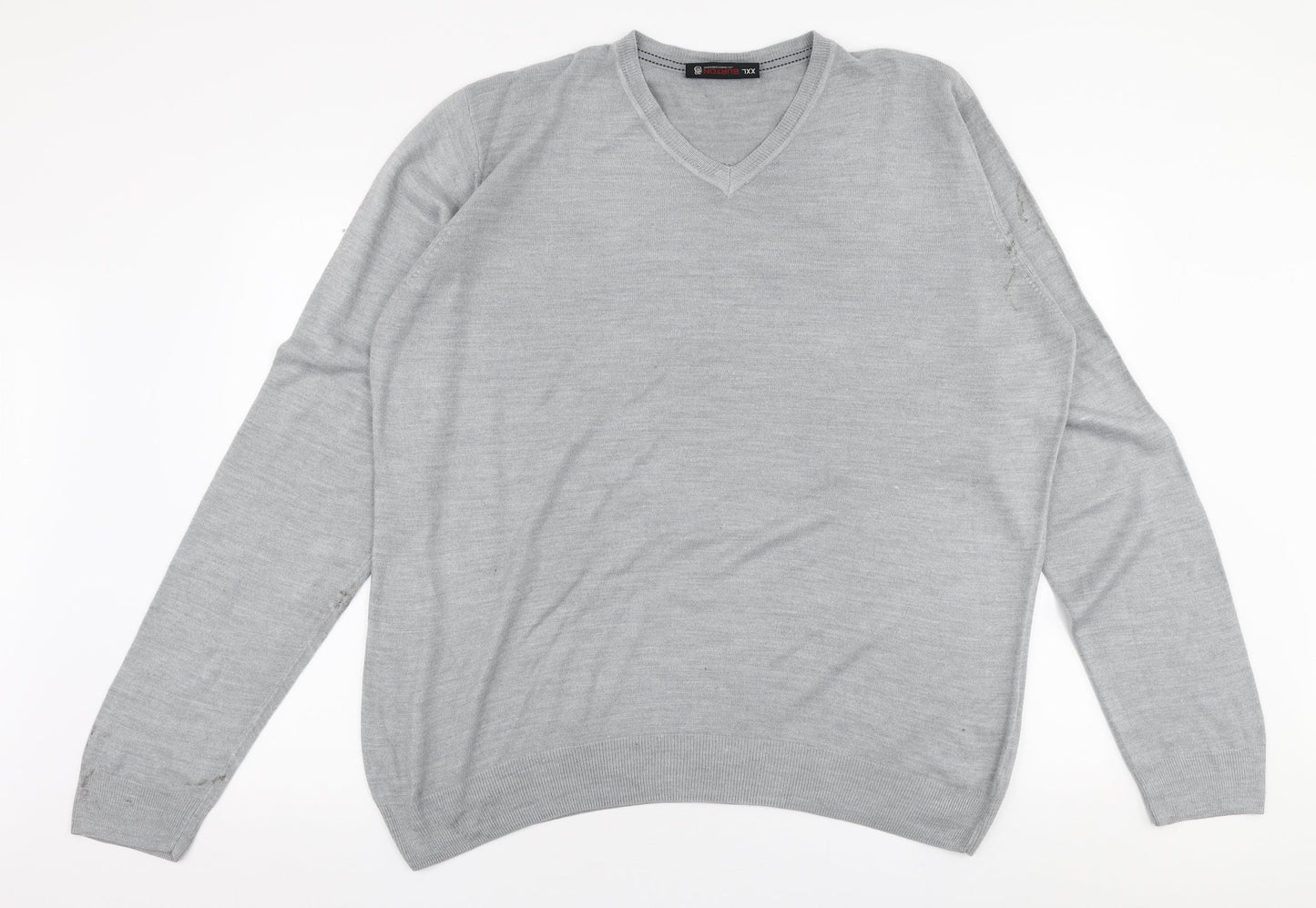Burton Mens Grey V-Neck  Acrylic Pullover Jumper Size 2XL