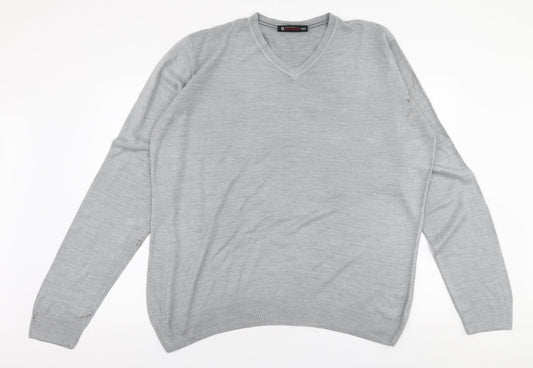 Burton Mens Grey V-Neck  Acrylic Pullover Jumper Size 2XL