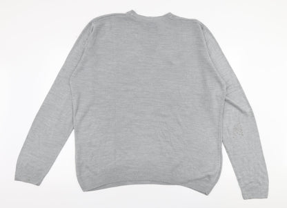 Burton Mens Grey V-Neck  Acrylic Pullover Jumper Size 2XL