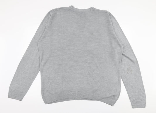 Burton Mens Grey V-Neck  Acrylic Pullover Jumper Size 2XL